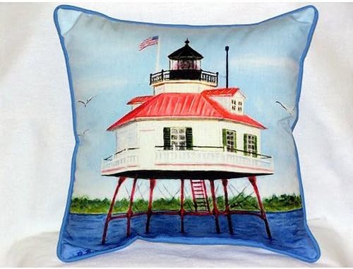 Betsy Drake Interiors Coastal Drum Point Lighthouse Indoor/Outdoor Pillow Size: Large