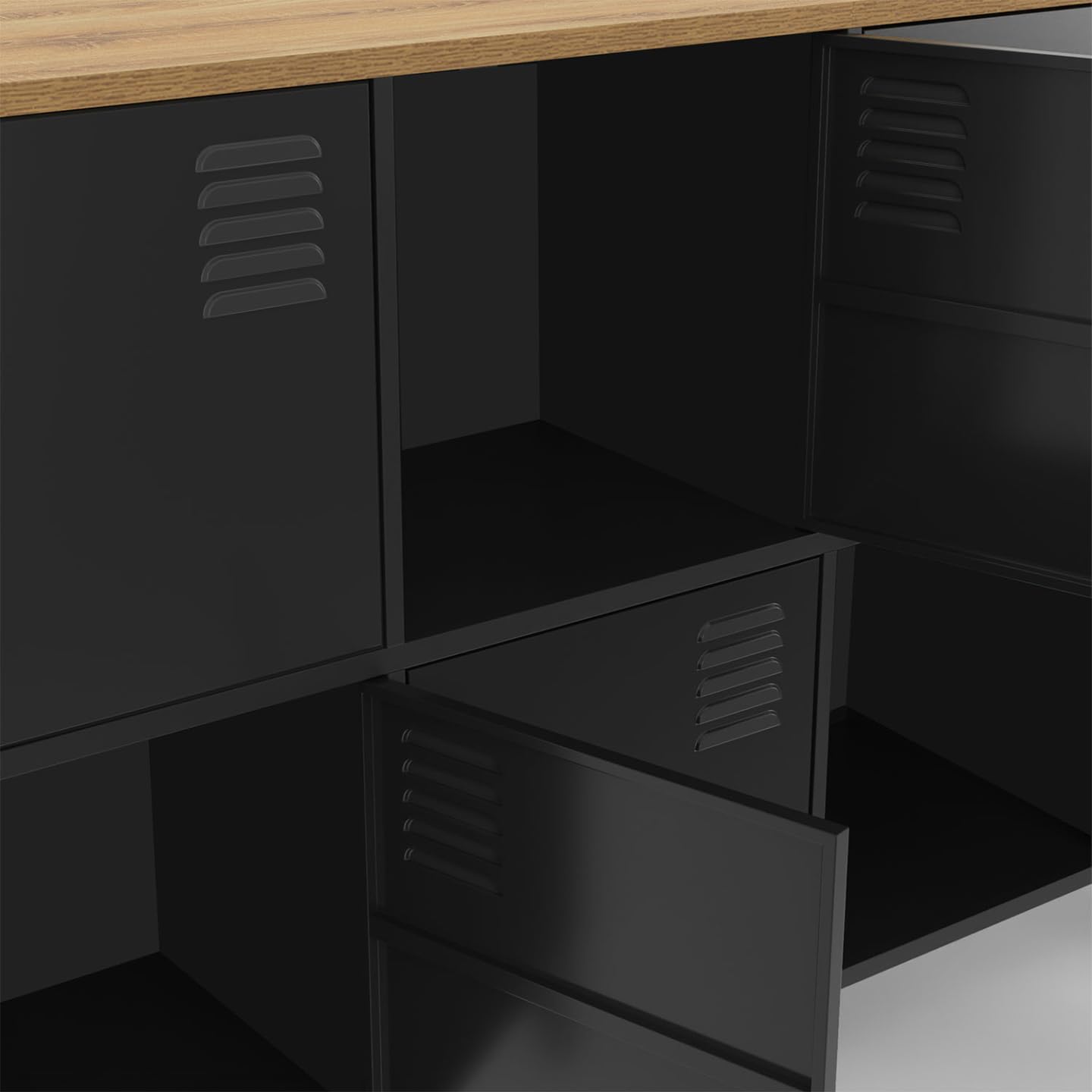 IDMarket - Aparador de armario (139 cm, 8 puertas, metal), color negro