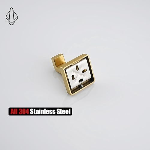 Miniatura 7 de JQK TH250-BG-P2 - Gancho para toallas de baño, para cocina, garaje, acero inoxidable 304, grosor de 0.031 in, 2 unidades, oro cepillado, TH250-BG-P2