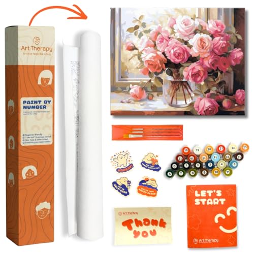 Image of Art Therapy Pcn7 Linen Canvas DIY Paint by Numbers Kit 15 x 20 Inch for Adults & Kids with 2 Set of Acrylic Oil Painting Colors and Brushes for Stress Relief, Relaxation & Home Decoration(Fair)