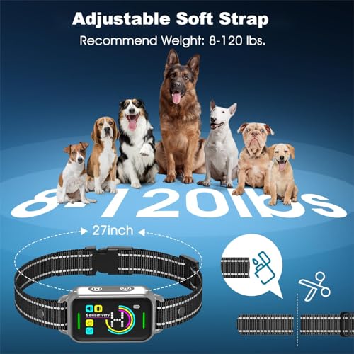 Image of DINJOO Bark Collar, Dog Collar for Large Medium Small Dogs,Smart Barking Collar,Rechargeable Anti Barking Training Collar with 8 Adjustable Sensitivity,Bark Collar with Beep (Grey)