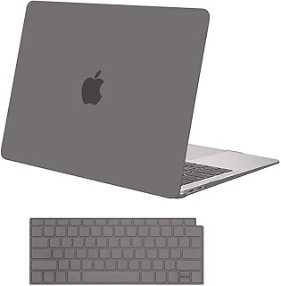 MOSISO Compatible with MacBook Air 13 inch Case 2022 2021 2020 2019 2018 Release A2337 M1 A2179 A1932 Retina Display with Touch ID, Plastic Hard Shell Case & Keyboard Cover Skin, Gray
