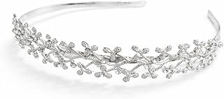 Silver Tiara Crown with Sparkling Lobes - Royal Heart Design - Wedding Party Accessory for Girls