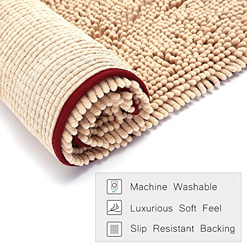 NJSBYL Pet Rugs Mats for Dog Cat Bathroom Door Rugs 26" x 36" Khaki Doormat Shaggy Chenille Pet Area Rugs Petbed Ultra Soft Water Absorbent Machine Washable Dry Area Rugs for Bathroom Pet Dog Cat