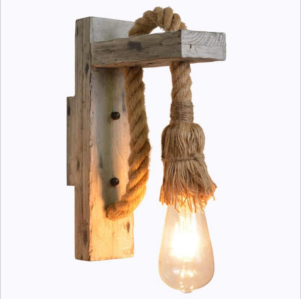 FZQSXAZU Wooden Retro Industrial Wall Lamp with E27 60W Bulb - Vintage Wood Sconce Lighting for Home Decor Rustic Style Adjustable Arm Design Perfect Living Room Bedroom or Office
