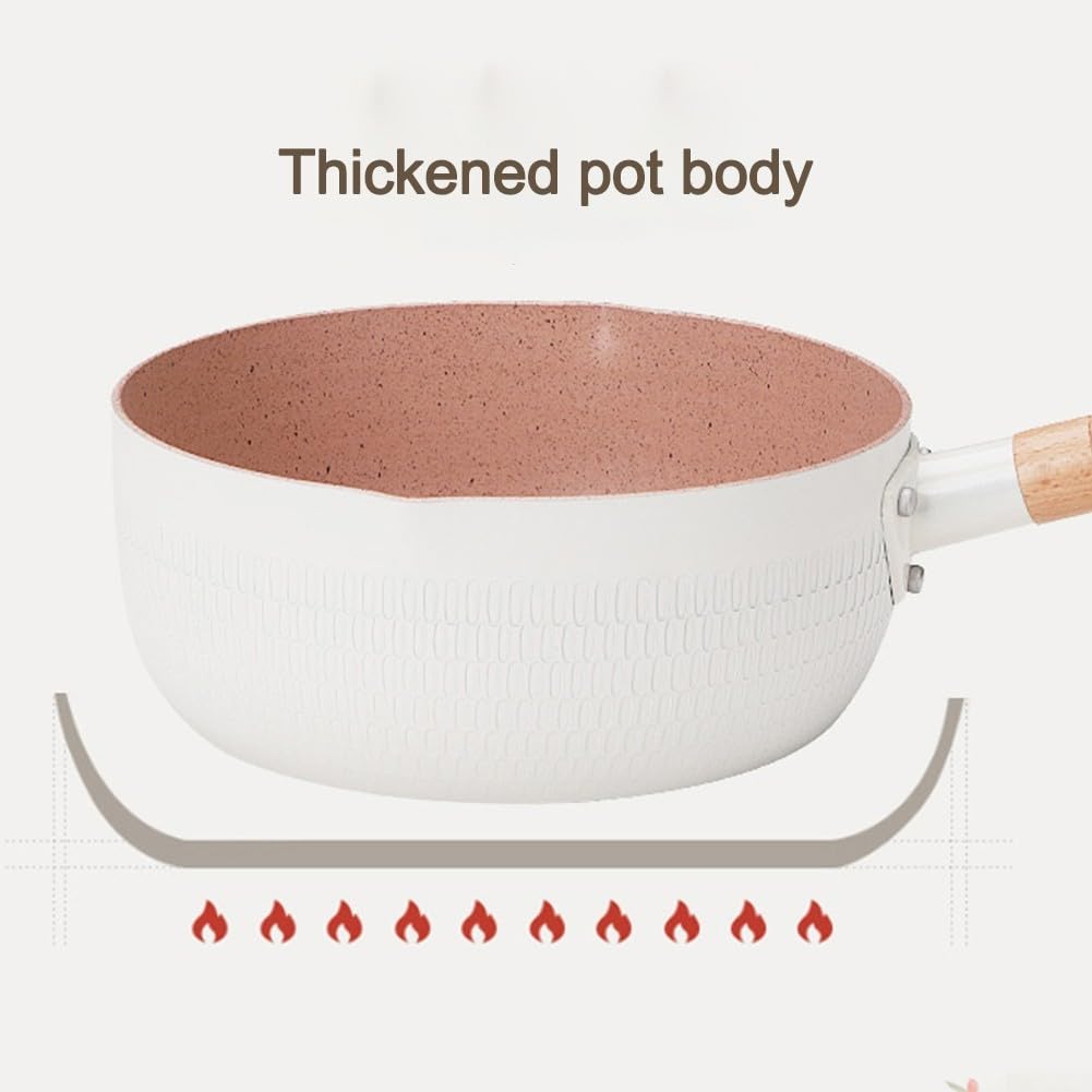 Maifan Stein-Milchtopf, antihaftbeschichtet, Yukihira-Pfanne, kleiner Kochtopf für Nudeln, Babynahrung, Suppe, Haushaltsküche, Kochgeschirr (weiß, 18 cm)