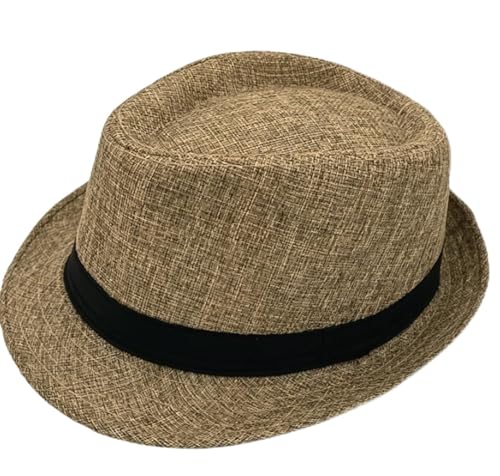 Image of 1920s Men Fedora Hat Cap for Men,Manhattan Hat for 1920s Mens Gatsby Costume Accessories