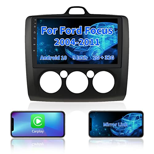9 Pouces capacitif ¨¦Cran Tactile Voiture St¨¦r¨¦o Lecteur multim¨¦dia GPS Navi avec Android 10 OS Bluetooth Mirror-Link TPMS USB SWC FM Radio Audio Fit pour Ford Focus Exi MT 2004-2011 Cover