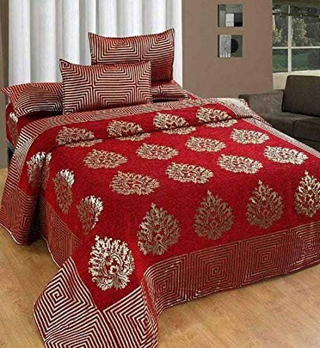 Image of Super Soft Touch King Size Woolen Velvet Bed Sheet with 2 Pillow Cover Double Bed (Colour and Print Maybe Very) Multicolour (Pack of 1)