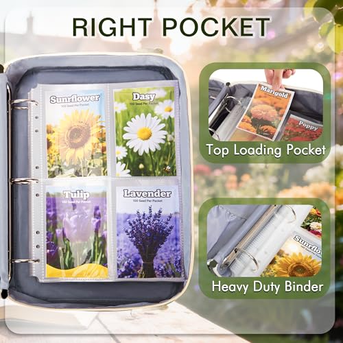 Seed Storage Organizer Binder with 20 Reusable Seed Envelopes - Image 2
