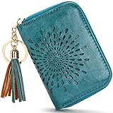 APHISON Women’s Genuine Leather RFID Blocking Secure Spacious Zipper Credit Card Wallet Small Purse
