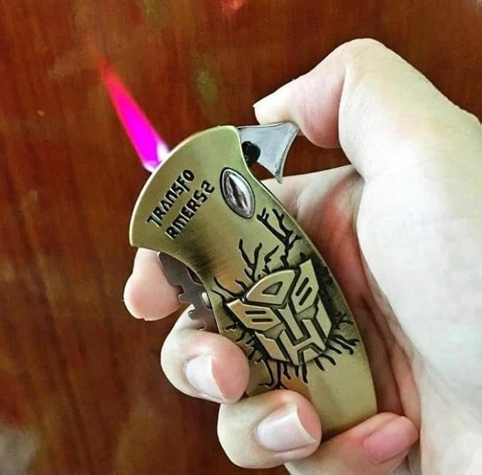 Image of VRINDVASINI Jet Flame Lighter Refillable Windproof Metal Lighter Cigarette Lighter Stylish Look Antique Lighter (Gold)