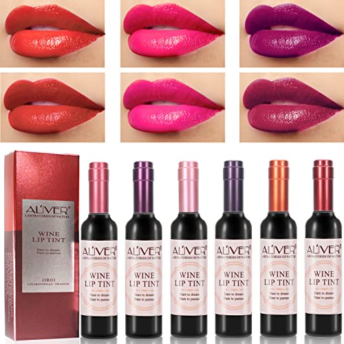 Wine Lip Tint 6 Colors Lip Gloss Matte Wine Lip Stick Long Lasting Waterproof Lip Tint Set Moisturizing Non Stick Lip Sticks