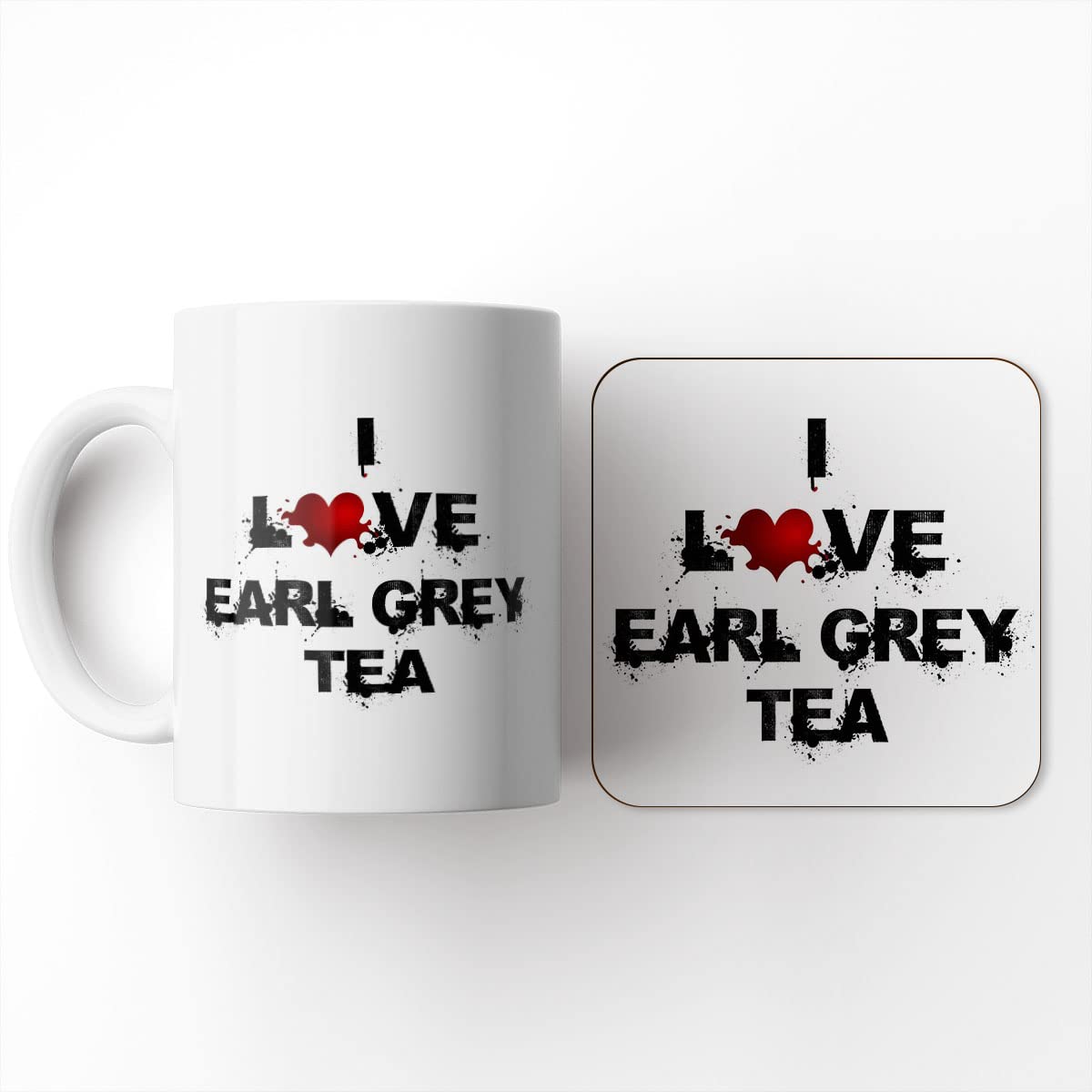The Victorian Printing Co - I Love Drink - Earl Grey Tea - Mug and Coaster Set, Ceramic, 11 fl. oz.