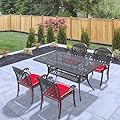 Udorich Elegant 5-Piece Aluminum Patio Furniture Set with Cushions, Seats 4, Weather-Resistant, Black