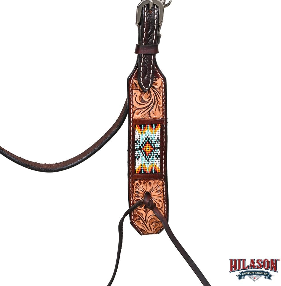 HILASON Western Horse Floral Headstall Breast Collar One Ear Headstall Wither Strap American Leather Tack Set