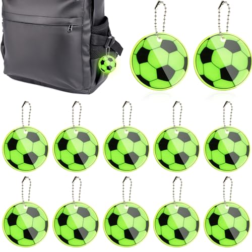 12 Stücke Reflektor Anhänger Sicherheits Reflektor Anhänger Reflektierender Fußballanhänger Anhänger Schulranzen für Schultaschen Kleidung Schlüssel Schulranzen Fahrrad