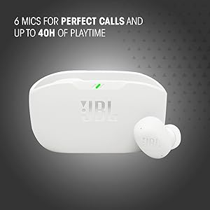 JBL Vibe Buds 2 - True Wireless Noise Cancelling Earbuds Pure Bass Sound & Smart Ambient Technology, 4mics for Crisp, Clear Calls, up to 40Hrs of Playback, IP54 Dust & Water Resistant (Black)