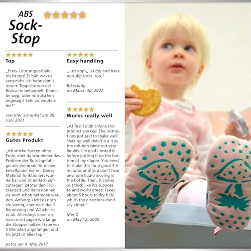 Viva Decor Sockenstopp 4x28ml Set - Anti-Rutsch-Lösung für Socken - Schwarz, Weiß, Perlgrau, Transparent