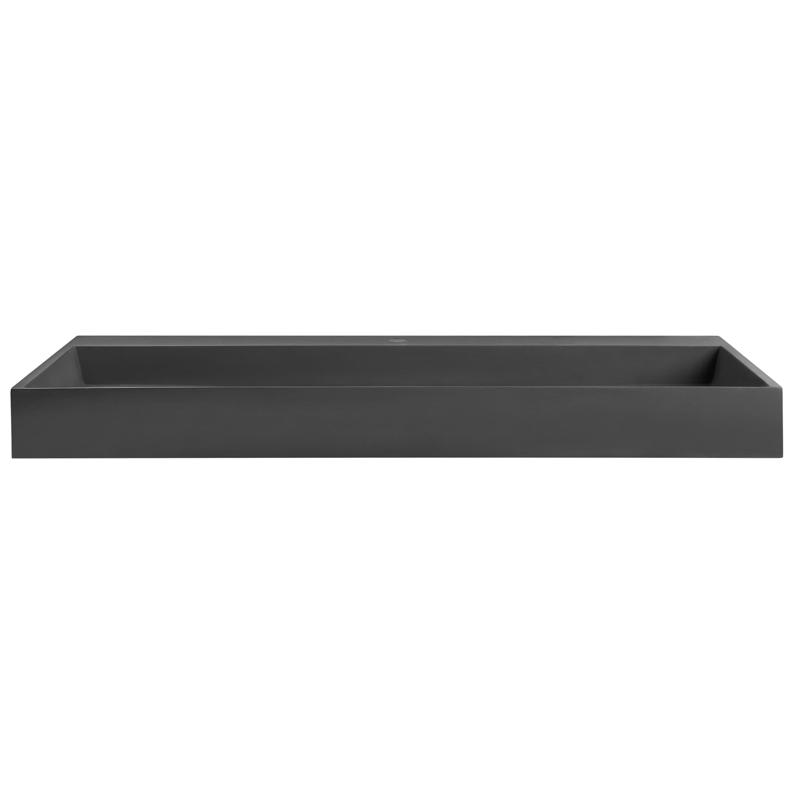 Lavabo suspendido de pared clásico rectangular fundición mineral acabado mate 120 x 46 cm negro Quenko