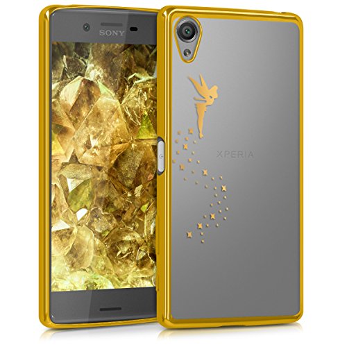 kwmobile Carcasa Compatible con Sony Xperia X - Funda de TPU Hada en Dorado/Transparente