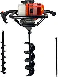 Perfurador de Solo a Gasolina 52cc 2,5HP com Brocas 80x10cm + 80x15cm + Extensão 60cm Carbon Fak