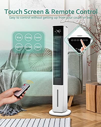 Sunday Living Evaporative Air Cooler - 42 Inch Oscillation Tower Fan Cooling, Portable Swamp Fan with 1.3 Gallon Water Tank, 3 Speed & 3 Mode Settings, 12H Timer, Air Cooler - Thumbnail 4