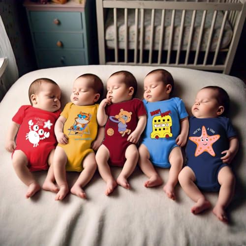 Image of Toddylon Baby Romper New Born Clothes Dress Night Suit Bodysuit Cotton Boys & Girls Gift Half Sleeve Body suit Onesies for Newborn Unisex Summer Rompers