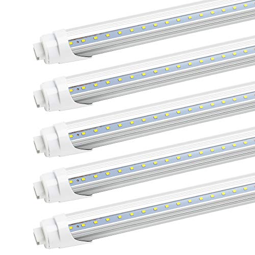 R17D/HO 8FT LED Light Tubes - JESLED LED Bulbs 45W (110w Equivalent), 6000K, 4800LM, Clear Cover, 8 Foot F96T12/CW/HO Fluorescent Bulbs Replacement, Ballast Bypass, Dual Ended Power (20-Pack)