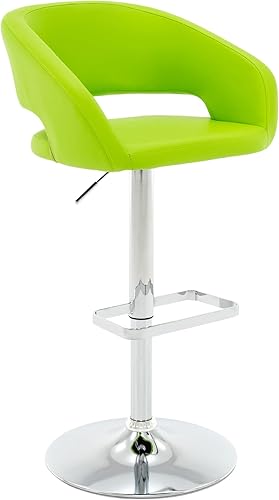 Vogue Furniture Direct Taburete de bar ajustable con respaldo y brazos huecos, moderno taburete giratorio de piel sintética, silla de bar de altura