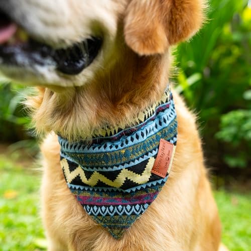 Made by Nami Boho Hundehalstuch in verschiedenen Größen für kleine und große Hunde (Blau, M)
