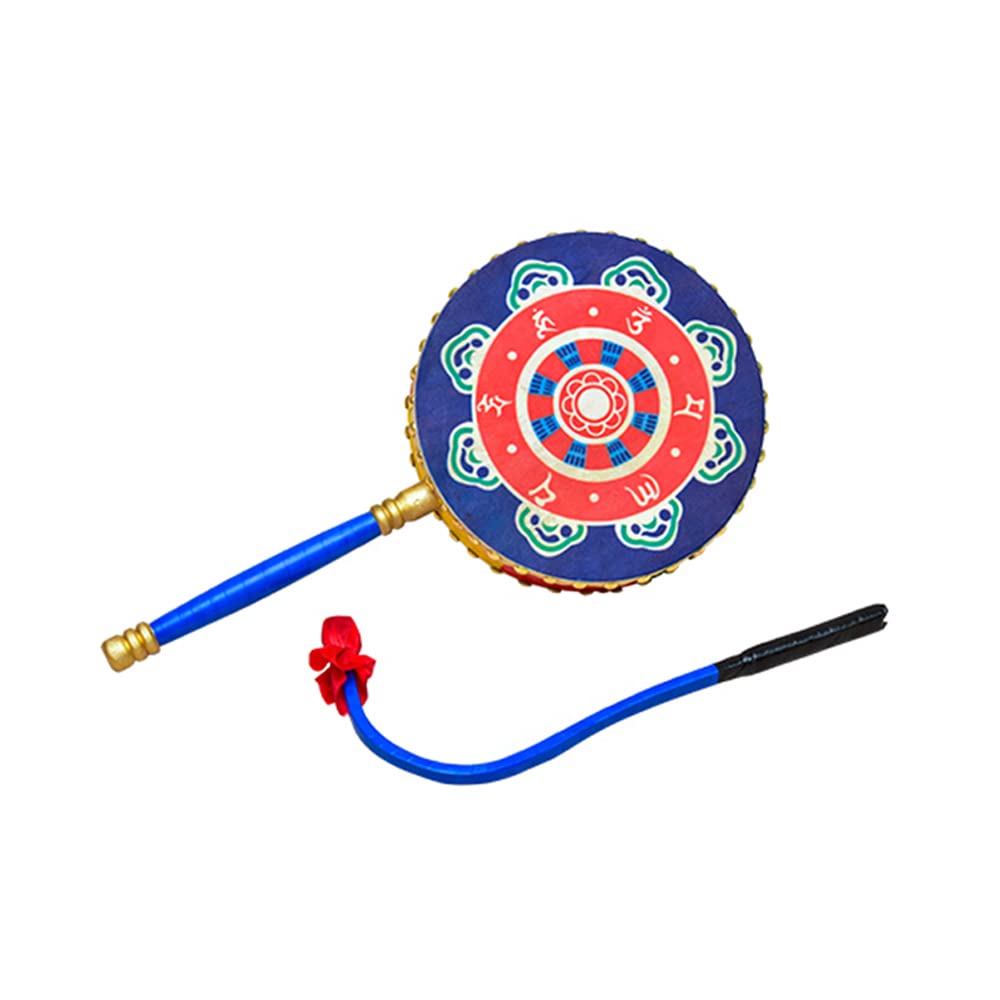 HCZKIUJY Chinese Traditional Folk Drum, Cowhide, Reba Drum, Handle, Drum, Dance, Props, Drum Performance (B 23CM)