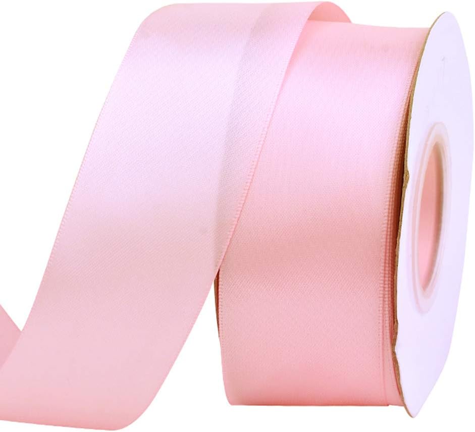 Ribest Light Pink Double Faced Satin Ribbon, 1-1/2 Inch Ribbon for Flower Bouquet Gift Wrapping Bows Wedding Party Decoration, Continuous 25 Yards