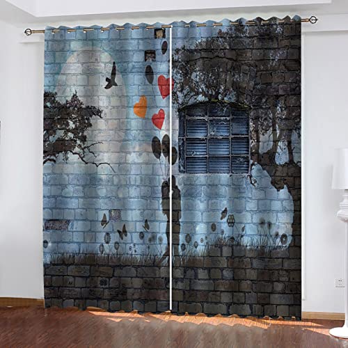 ZWYHYP Blackout Curtains 2 Panels Set house W168cm (66") x D229cm (90") x 2 Thermal Insulated Window Treatment Solid Eyelet Darkening Curtain for Living Room Bedroom Nursery