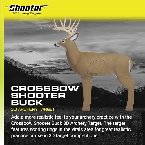 Image of SHOOTER Buck 3D Archery Target, Replaceable Insert for Long Life, Weather-Resistant Construction, High-Density Impact-Response Foam Withstands Field Points, Broadheads, and Expandables