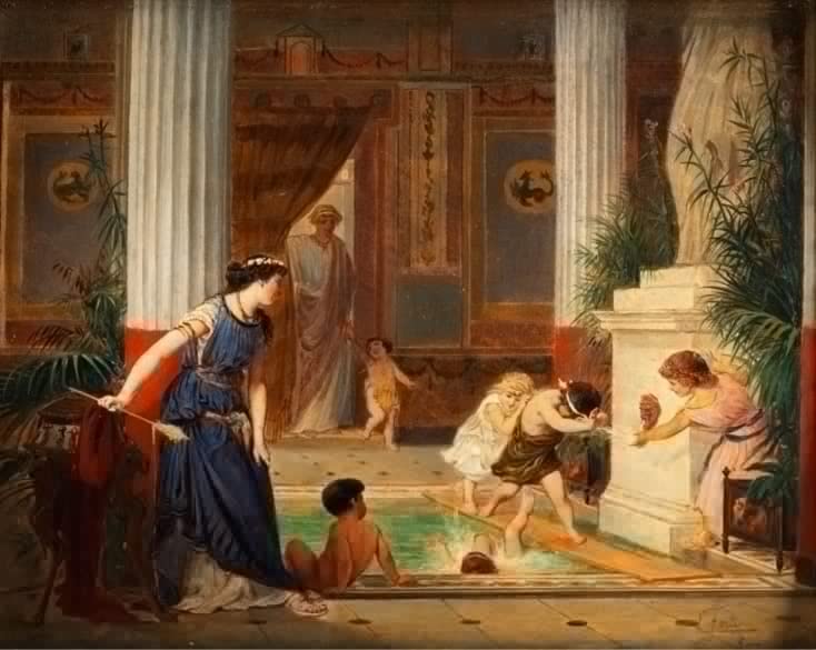 Pinturas clasico pintura sobre lienzo para decorar un bano elegante de estilo antiguo