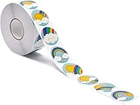 Vista 6 de BLUE PANDA Rollo de calcomanías de arcoíris de 1.5 pulgadas, 1000 unidades, rollo de calcomanías de arcoíris y sol para recuerdos de fiesta