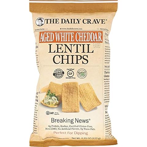 THE DAILY CRAVE Aged White Cheddar Lentil Chips, 4.25 OZ Cover