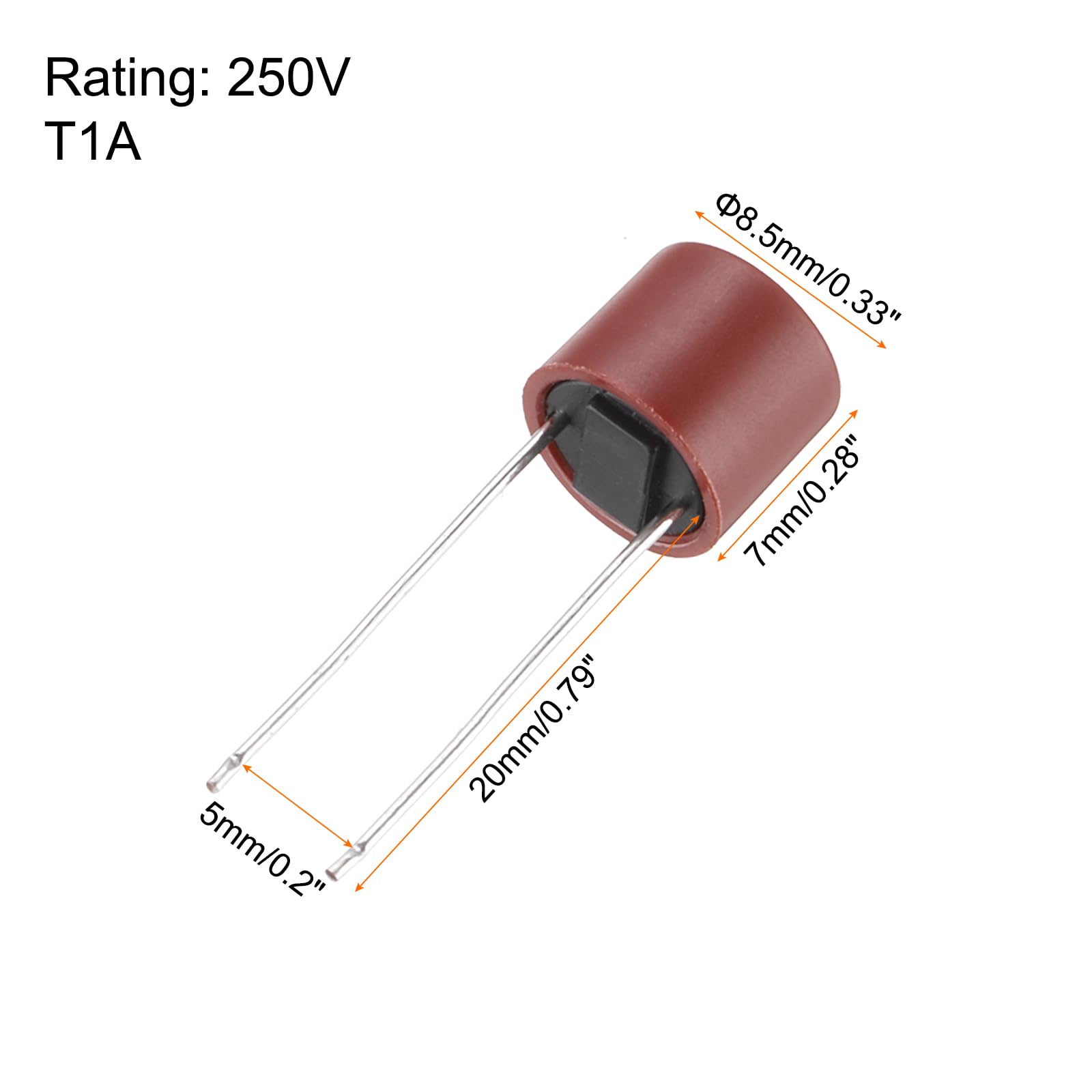 QUARKZMAN 30pz Fusibile Micro Lento a Soffiatura Lenta Cilindrico DIP Montato Miniatura per Parti Elettroniche Riparazione PCB LCD, 1A 250V, Rosso
