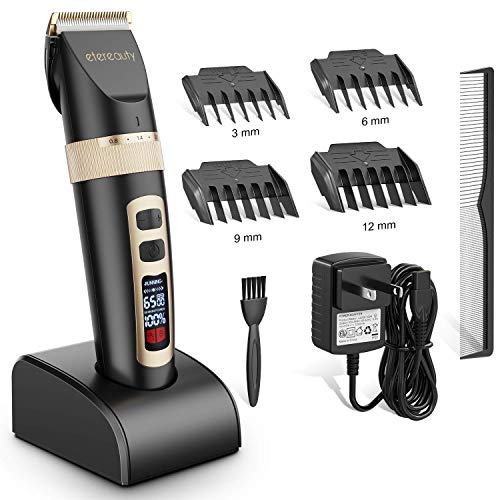 ETEREAUTY Hair Clippers for Men, Cordless Hair Trimmer, Rechargeable Beard Trimmer - with Titanium Ceramic Blade, LED Display, 3 Adjustable Speeds Beard Trimmers