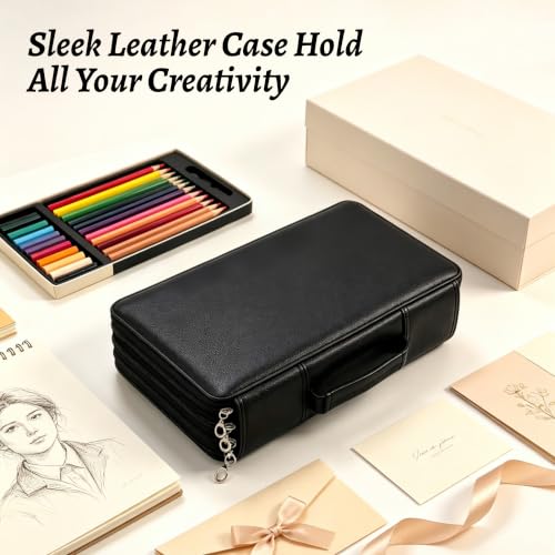 Image of YOUNGCOL Colored Pencil Case Color Pencil Organizer Storage Large Capacity Pencil Case (Black, 300 Capacity)