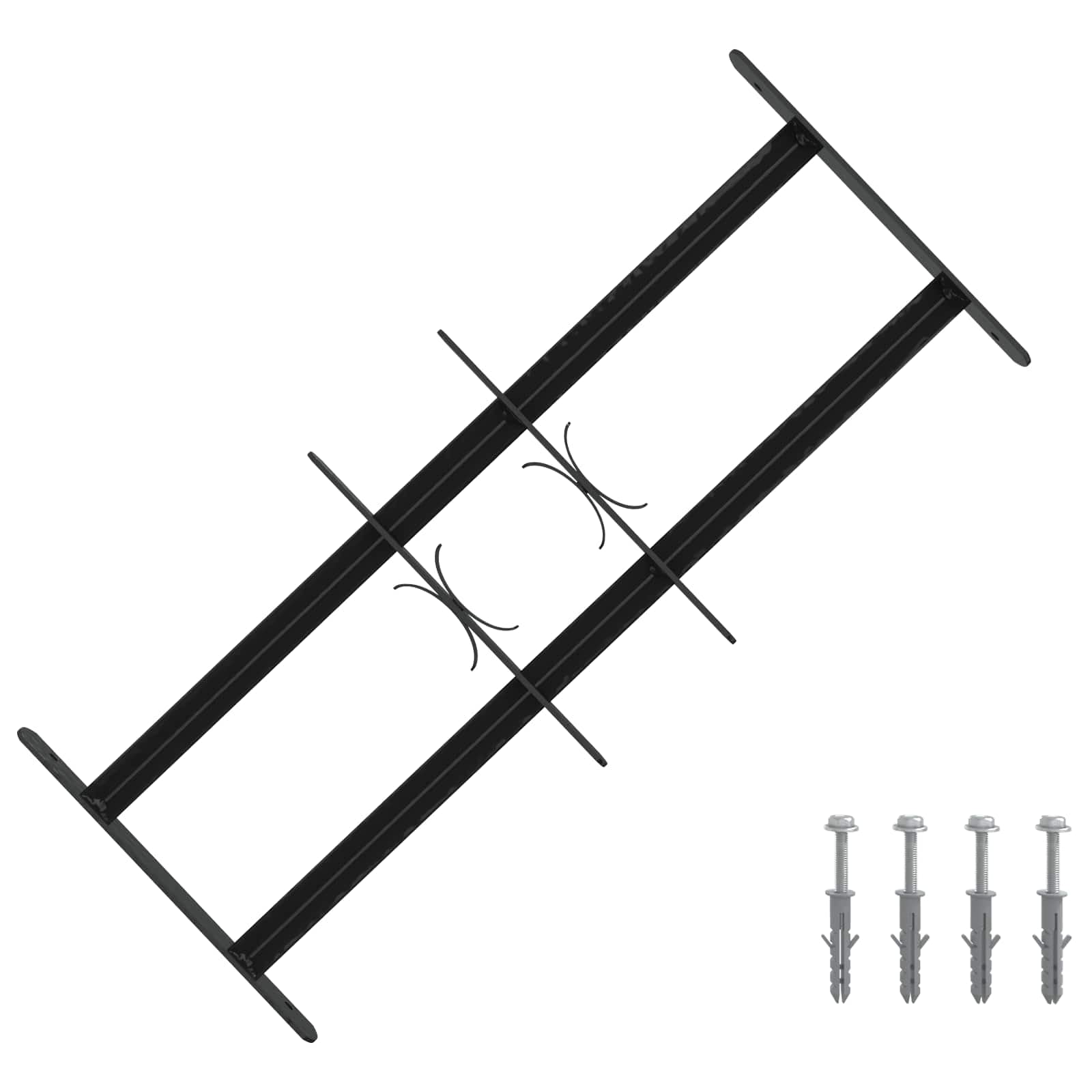 Juego de 3 barreras de seguridad para ventanas de acero galvanizado, color negro, 43 a 74 cm, montaje horizontal para claraboyas, ventanas de sótano, marcos y aspas