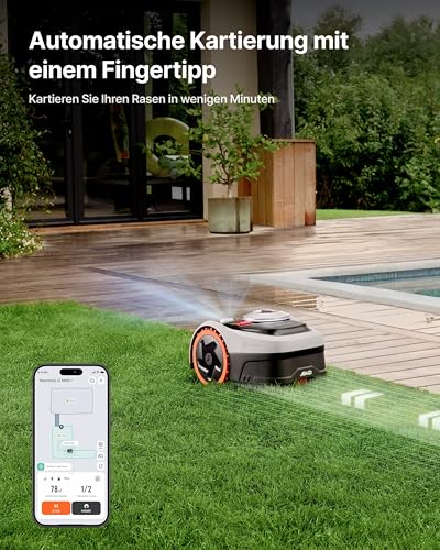 Segway Navimow i205 AWD (Neuer i105E) Mähroboter ohne Begrenzungskabel, Empf. 500 m², Allradantrieb für Steigungen bis zu 45%, EFLS NRTK + Vision, Automatisches Kartieren, Keine RTK-Antenne 5
