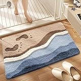 Cute Ocean Bathroom Rug Super Absorbent Bath Mat Machine Washable and Non Slip Fluffy Carpet for Shower, Bedroom and Living Room (31'x20', Footprint)