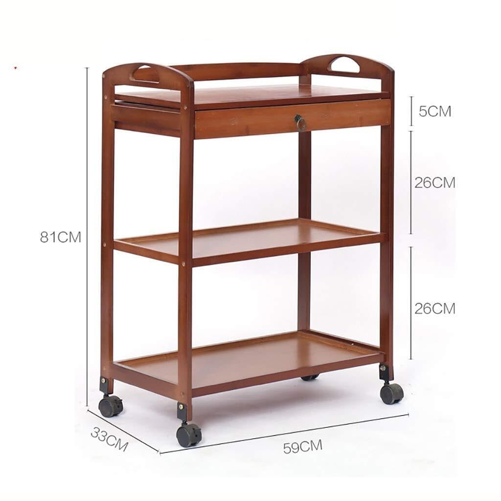 Carrito de Cocina de Madera con estantes y Ruedas, Multiusos para Servir té, Vino y Utensilios, Ideal para el hogar, restaurantes y hoteles.