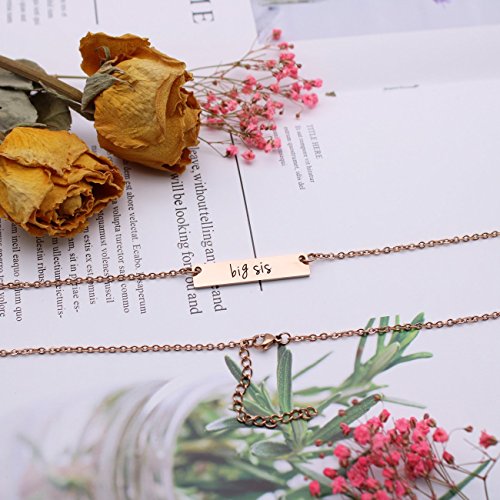 JJTZX Sister Bar Necklace Set Lil Sis & Big Sis Hand Stamped Bar Necklace New Big Sister Gift4