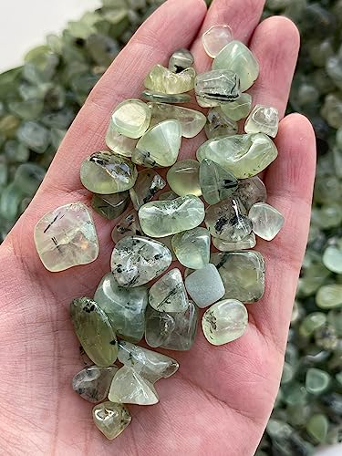 Image of GAF TREASURES 2 oz Lot Natural Semi Tumbled Gemstone Chips, Crushed Mini Crystals, Undrilled Crystal Chips (Green Prehnite)