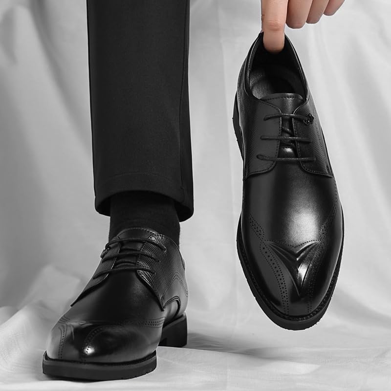 Men's Brogue Oxford Shoes Breathable Anti-Odor Pointed Toe Business Casual Leather Dress Shoes British Style for Spring Autumn3