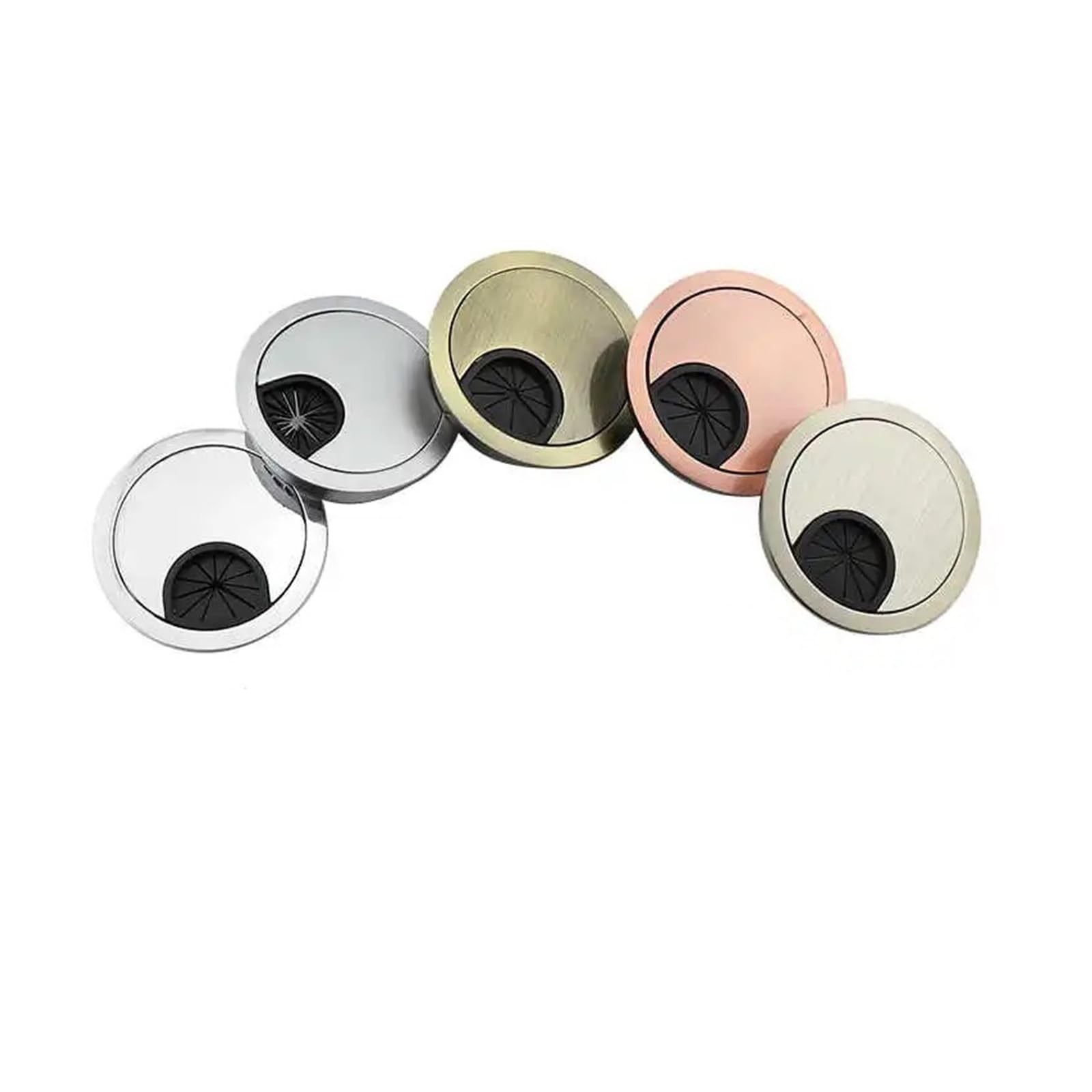 1-8Pcs Zinc Alloy Desk Cable Hole Cover 50/53/60/80mm Round Table Grommet for Computer Wire Management(80mm Black,8Pcs)