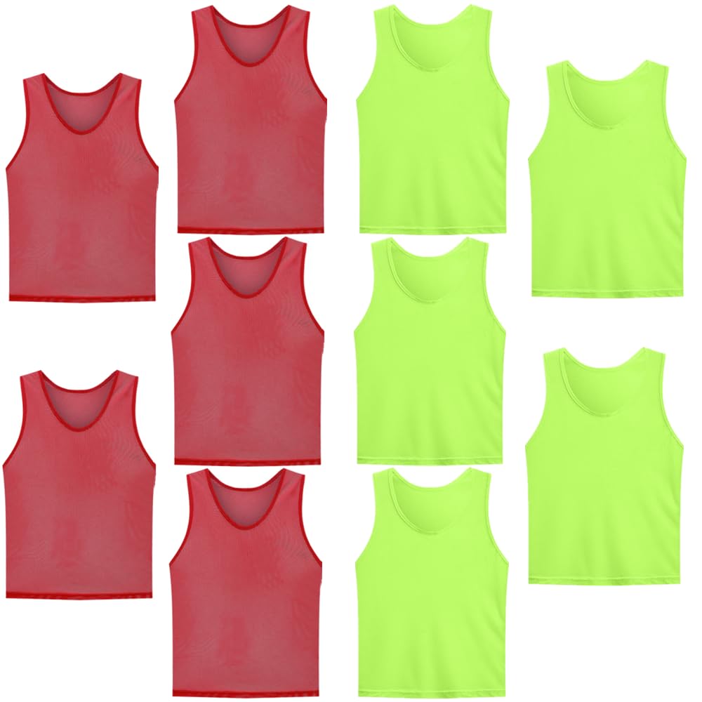 Lot de 10 XL Chasubles d’Entraînement Sport adulte,70 * 62 cm,pour Le Football, Le Rugby, Le Hockey,Chasuble Football,Hauteur recommandée:170-200cm
